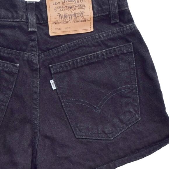 Vintage 90s y2k Levi's High Waisted Denim Jean Shorts Black - Picture 8 of 10